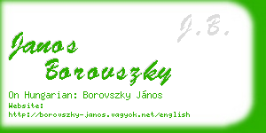 janos borovszky business card